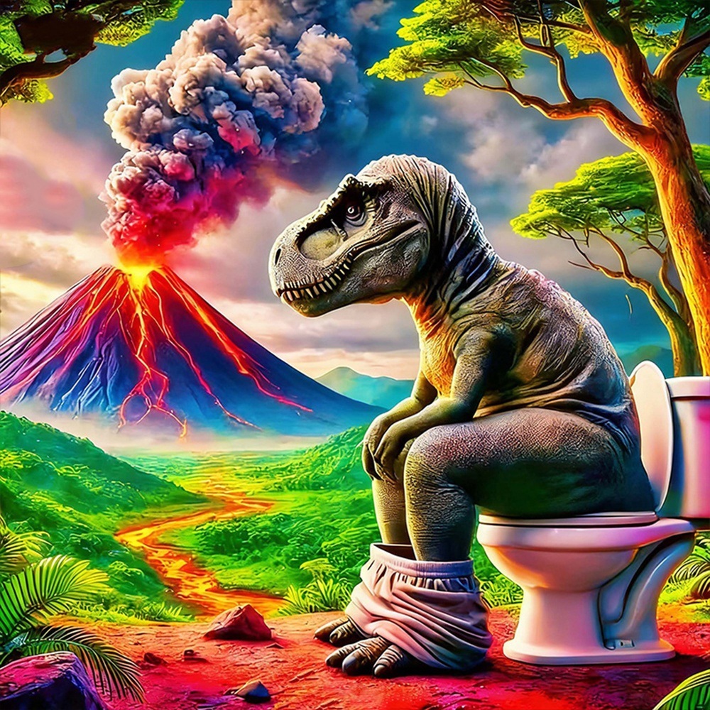 Volcano Kit Eruption - EverShine DIY Diamentowy Haft Dinozaur Toaleta