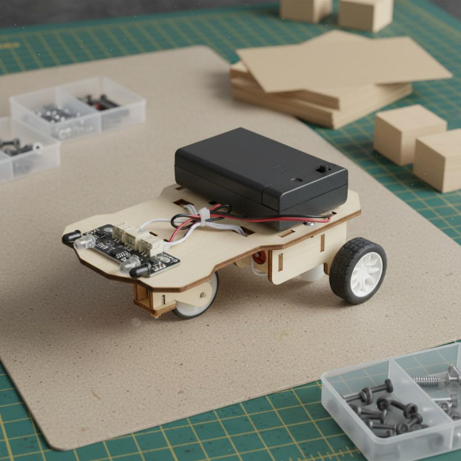 Science Robotics - Drewniany Inteligentny Zestaw Pojazdowy do Składania,